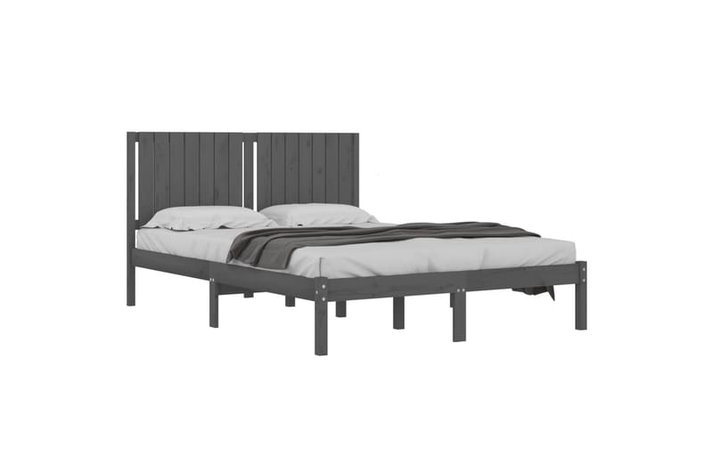 beBasic sengeramme 150x200 cm King Size massivt træ grå - GrÃ¥ - Møbler - Senge - Sengeramme & sengestel