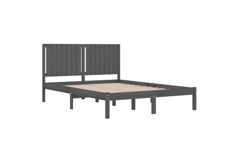 beBasic sengeramme 150x200 cm King Size massivt træ grå - GrÃ¥ - Møbler - Senge - Sengeramme & sengestel