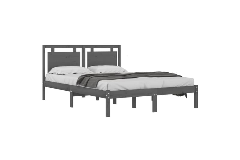 beBasic sengeramme 150x200 cm King Size massivt træ grå - GrÃ¥ - Møbler - Senge - Sengeramme & sengestel