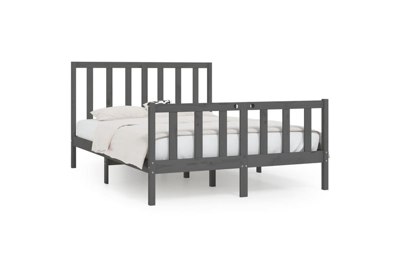 beBasic sengeramme 150x200 cm King Size massivt træ grå - GrÃ¥ - Møbler - Senge - Sengeramme & sengestel