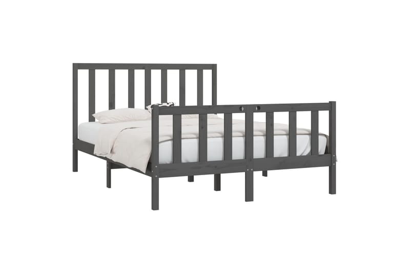 beBasic sengeramme 150x200 cm King Size massivt træ grå - GrÃ¥ - Møbler - Senge - Sengeramme & sengestel