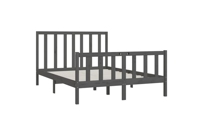 beBasic sengeramme 150x200 cm King Size massivt træ grå - GrÃ¥ - Møbler - Senge - Sengeramme & sengestel