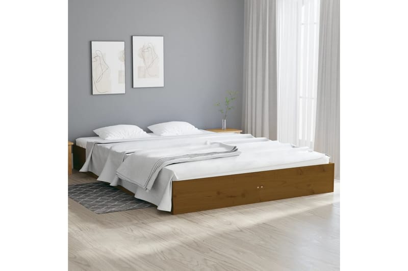 beBasic sengeramme 150x200 cm King Size massivt træ gyldenbrun - Brun - Møbler - Senge - Sengeramme & sengestel