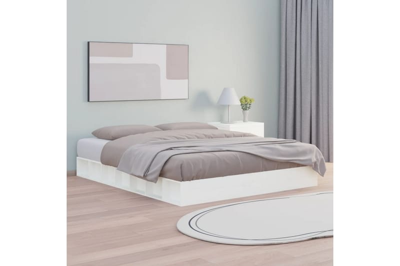 beBasic sengeramme 150x200 cm King Size massivt træ hvid - Hvid - Møbler - Senge - Sengeramme & sengestel