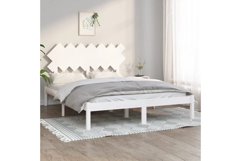 beBasic sengeramme 150x200 cm King Size massivt træ hvid - Hvid - Møbler - Senge - Sengeramme & sengestel