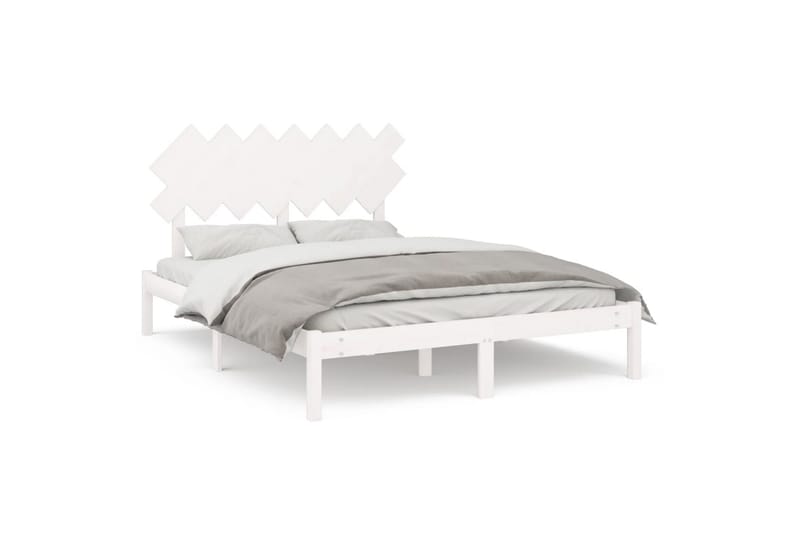 beBasic sengeramme 150x200 cm King Size massivt træ hvid - Hvid - Møbler - Senge - Sengeramme & sengestel