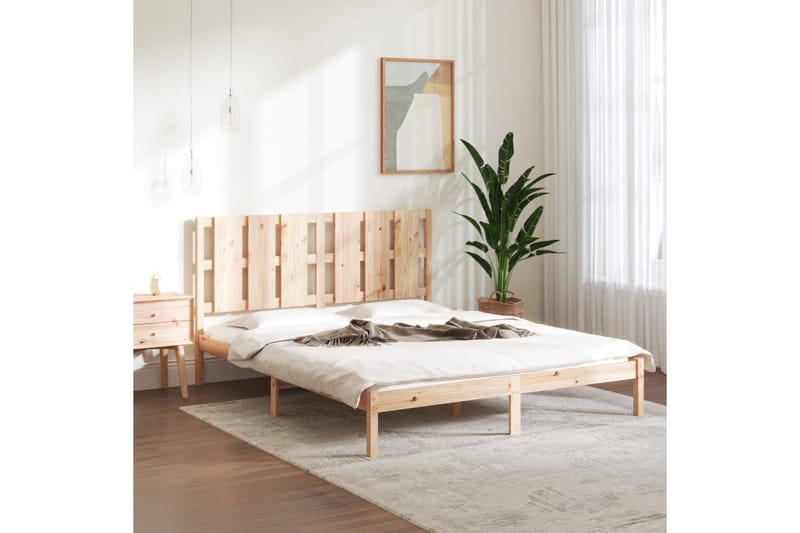 beBasic sengeramme 150x200 cm kingsize massivt træ - Brun - Sengeramme & sengestel