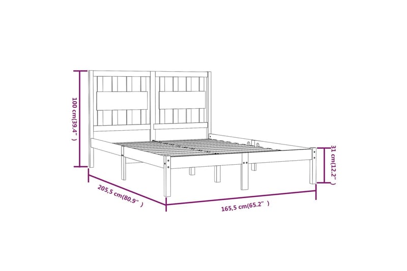 beBasic sengeramme 160x200 cm massivt fyrretræ - Brun - Sengeramme & sengestel