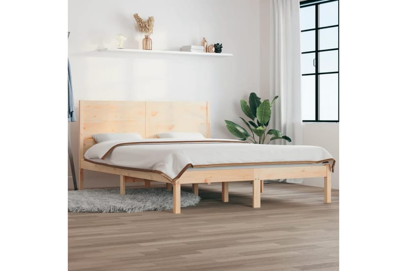 beBasic sengeramme 160x200 cm massivt fyrretræ - Brun - Møbler - Senge - Sengeramme & sengestel