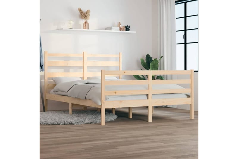 beBasic sengeramme 160x200 cm massivt fyrretræ - Brun - Møbler - Senge - Sengeramme & sengestel