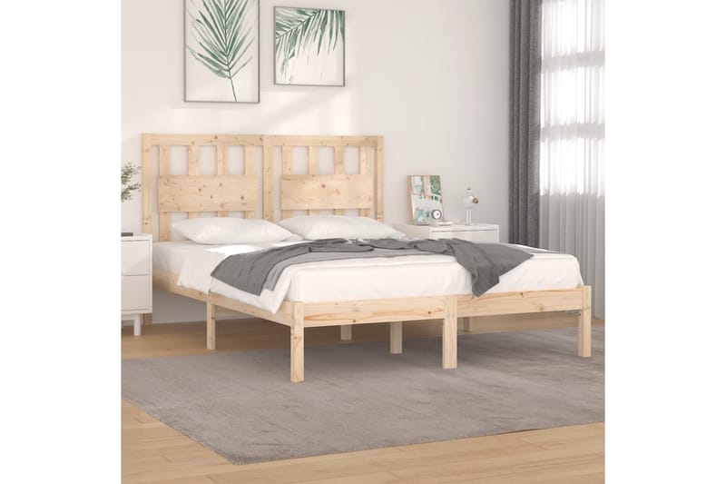 beBasic sengeramme 160x200 cm massivt fyrretræ - Brun - Møbler - Senge - Sengeramme & sengestel