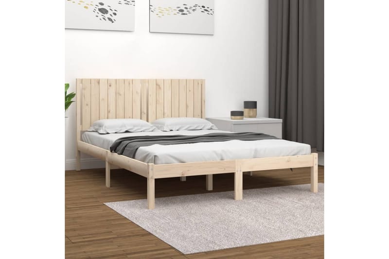 beBasic sengeramme 160x200 cm massivt fyrretræ - Brun - Møbler - Senge - Sengeramme & sengestel