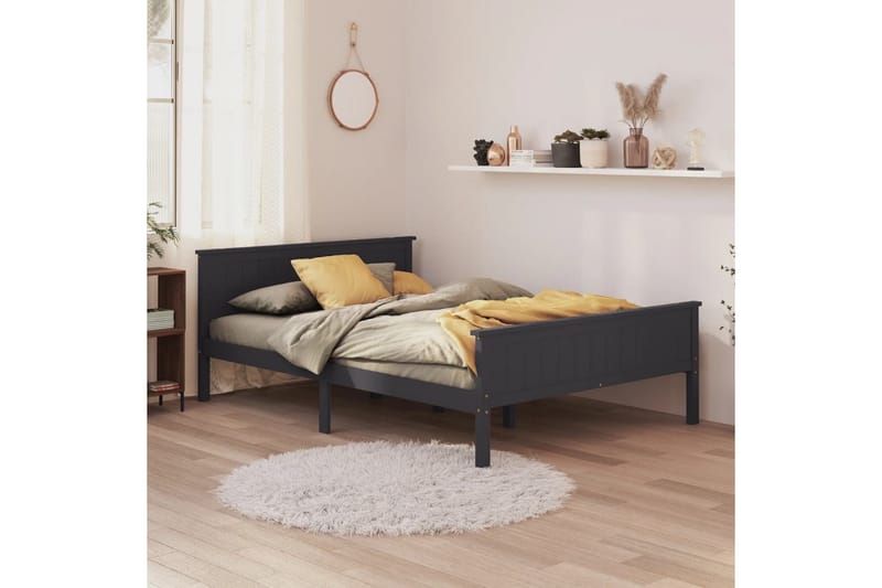 beBasic sengeramme 160x200 cm massivt fyrretræ grå - GrÃ¥ - Møbler - Senge - Sengeramme & sengestel
