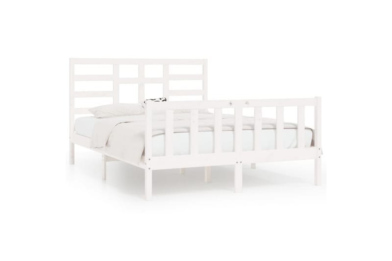 beBasic sengeramme 160x200 cm massivt fyrretræ hvid - Hvid - Møbler - Senge - Sengeramme & sengestel
