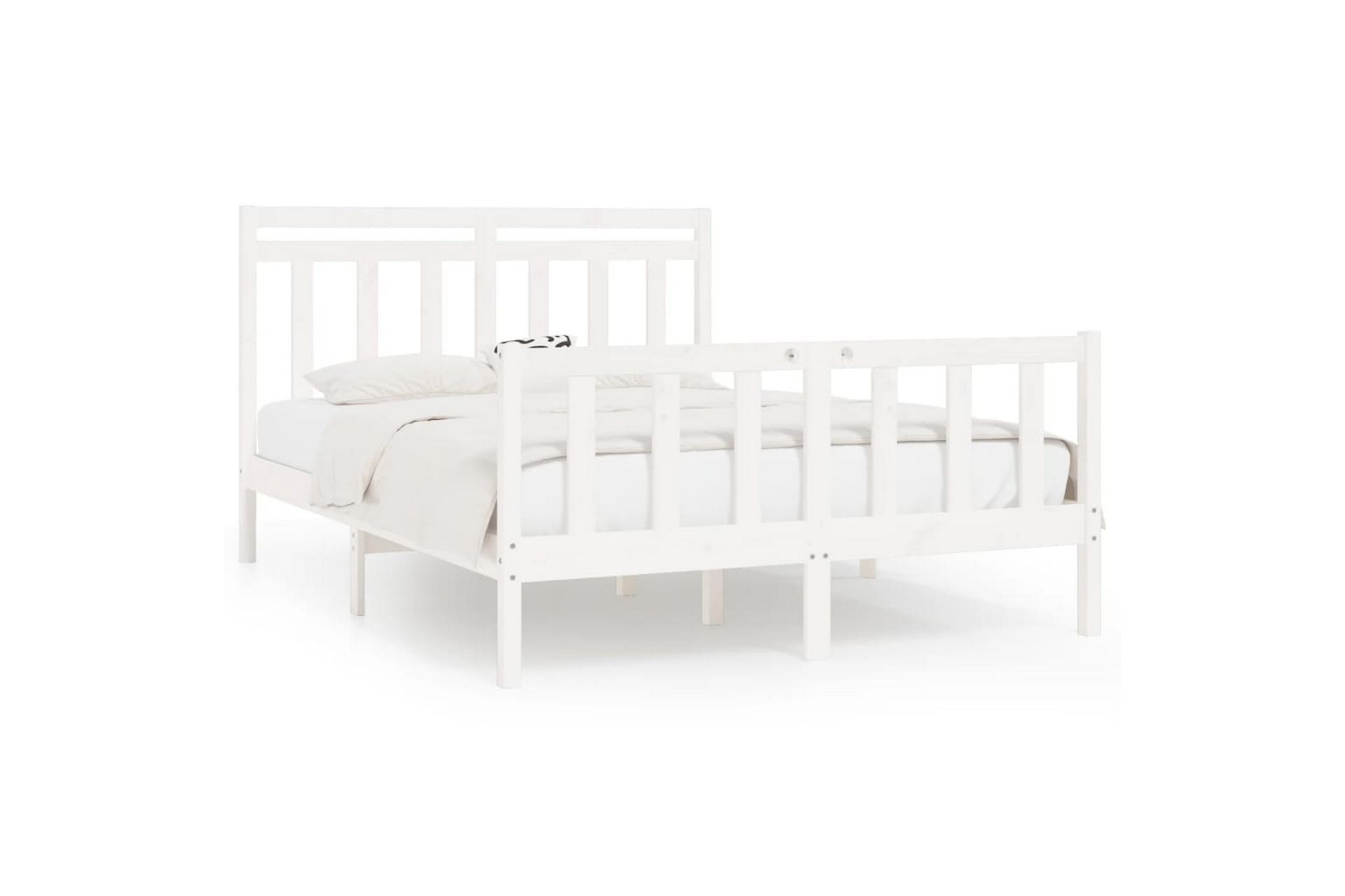beBasic sengeramme 160x200 cm massivt fyrretræ hvid - Hvid - Møbler - Senge - Sengeramme & sengestel
