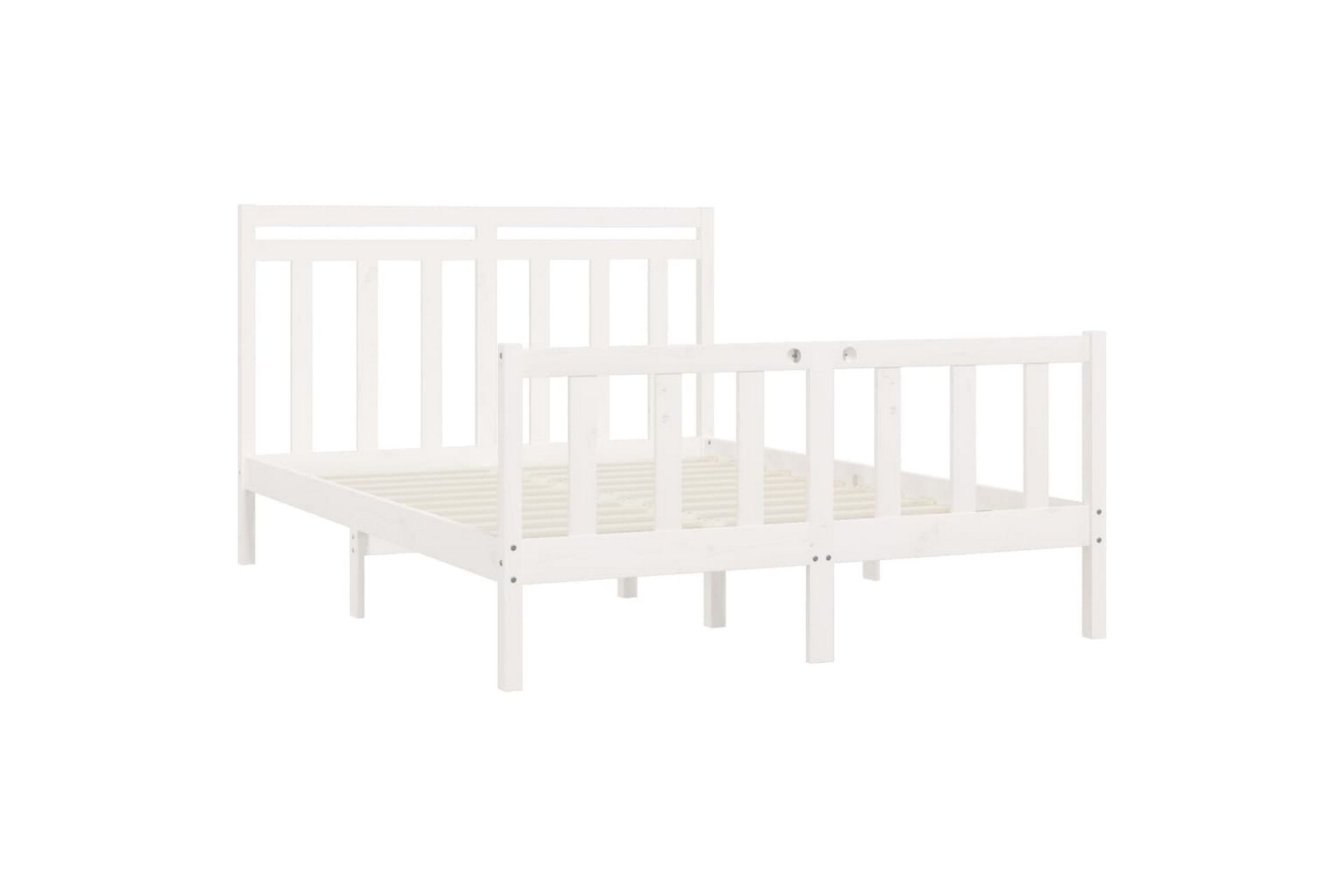 beBasic sengeramme 160x200 cm massivt fyrretræ hvid - Hvid - Møbler - Senge - Sengeramme & sengestel