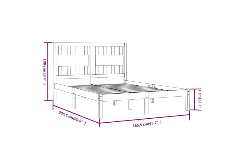 beBasic sengeramme 160x200 cm massivt fyrretræ hvid - Hvid - Sengeramme & sengestel