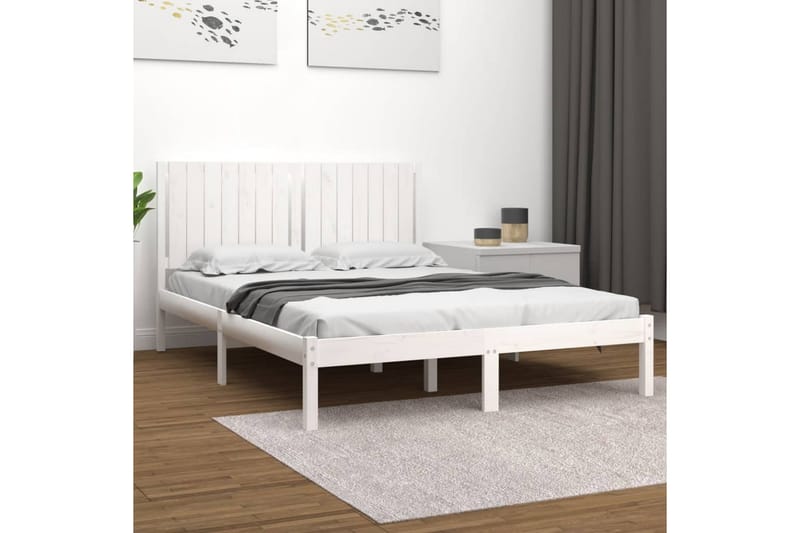 beBasic sengeramme 160x200 cm massivt fyrretræ hvid - Hvid - Møbler - Senge - Sengeramme & sengestel