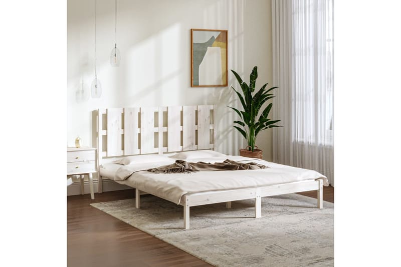 beBasic sengeramme 160x200 cm massivt fyrretræ hvid - Hvid - Møbler - Senge - Sengeramme & sengestel