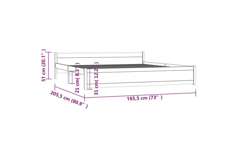 beBasic sengeramme 160x200 cm massivt træ - Brun - Møbler - Senge - Sengeramme & sengestel
