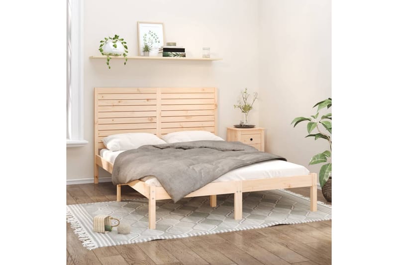 beBasic sengeramme 160x200 cm massivt træ - Brun - Møbler - Senge - Sengeramme & sengestel