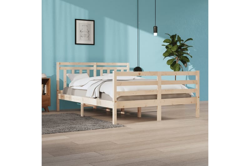 beBasic sengeramme 160x200 cm massivt træ - Brun - Møbler - Senge - Sengeramme & sengestel