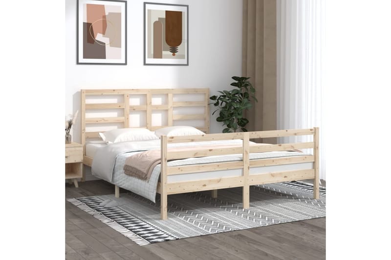 beBasic sengeramme 160x200 cm massivt træ - Brun - Møbler - Senge - Sengeramme & sengestel