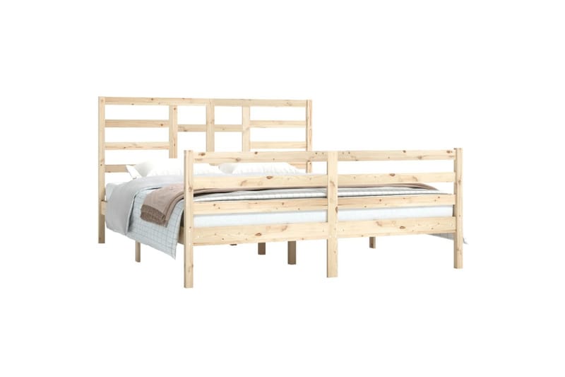 beBasic sengeramme 160x200 cm massivt træ - Brun - Møbler - Senge - Sengeramme & sengestel