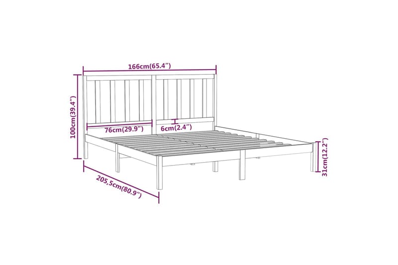 beBasic sengeramme 160x200 cm massivt træ - Brun - Sengeramme & sengestel