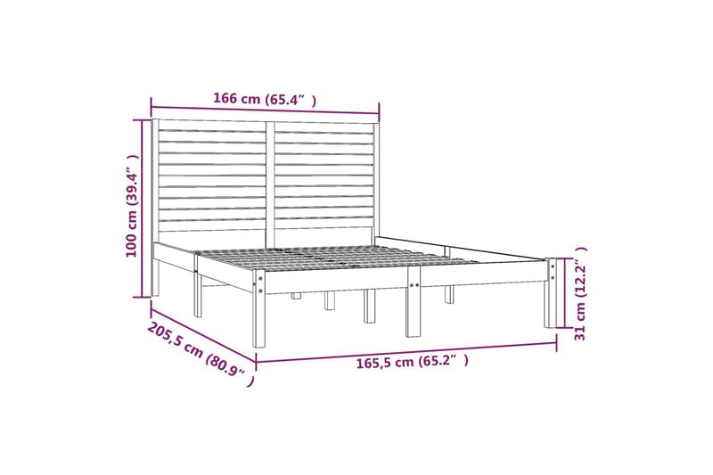 beBasic sengeramme 160x200 cm massivt træ hvid - Hvid - Sengeramme & sengestel