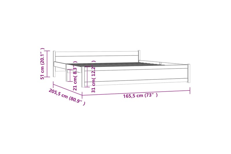 beBasic sengeramme 160x200 cm massivt træ sort - Sort - Sengeramme & sengestel