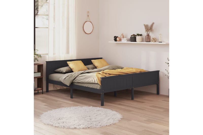 beBasic sengeramme 180x200 cm massivt fyrretræ grå - GrÃ¥ - Møbler - Senge - Sengeramme & sengestel