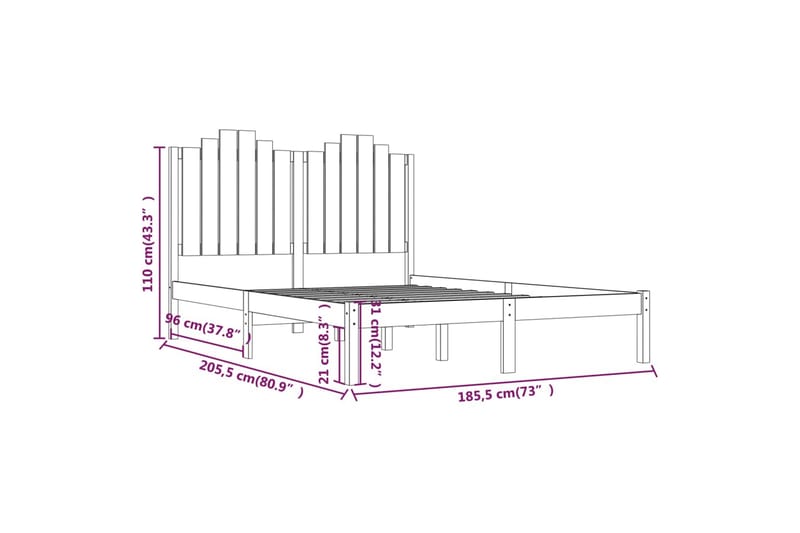 beBasic sengeramme 180x200 cm Super King massivt fyrretræ - Brun - Møbler - Senge - Sengeramme & sengestel