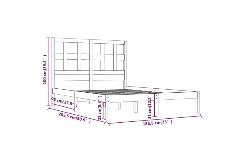 beBasic sengeramme 180x200 cm Super King massivt fyrretræ hvid - Hvid - Sengeramme & sengestel