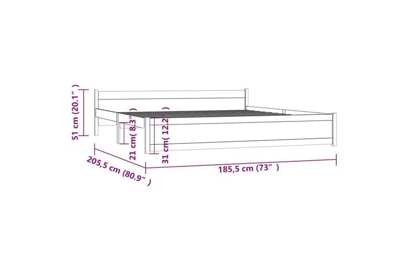 beBasic sengeramme 180x200 cm Super King massivt træ - Brun - Møbler - Senge - Sengeramme & sengestel