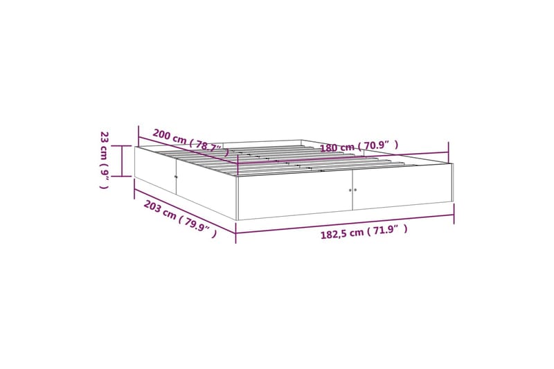 beBasic sengeramme 180x200 cm Super King massivt træ - Brun - Møbler - Senge - Sengeramme & sengestel