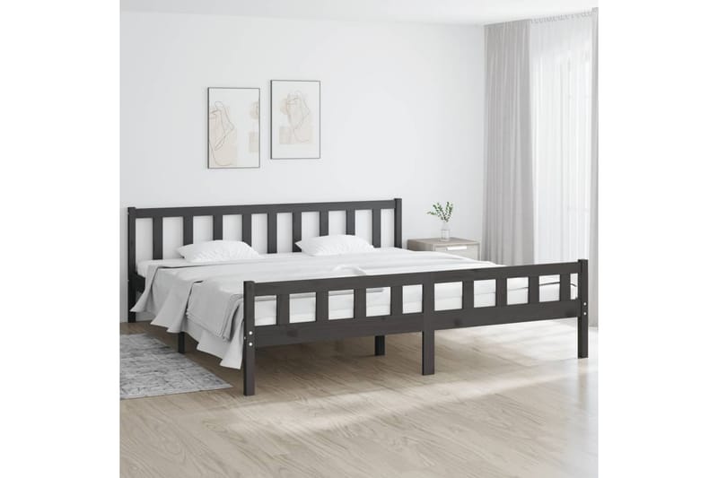 beBasic sengeramme 180x200 cm Super King massivt træ grå - GrÃ¥ - Møbler - Senge - Sengeramme & sengestel