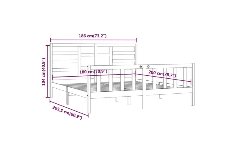 beBasic sengeramme 180x200 cm Super King massivt træ hvid - Hvid - Sengeramme & sengestel