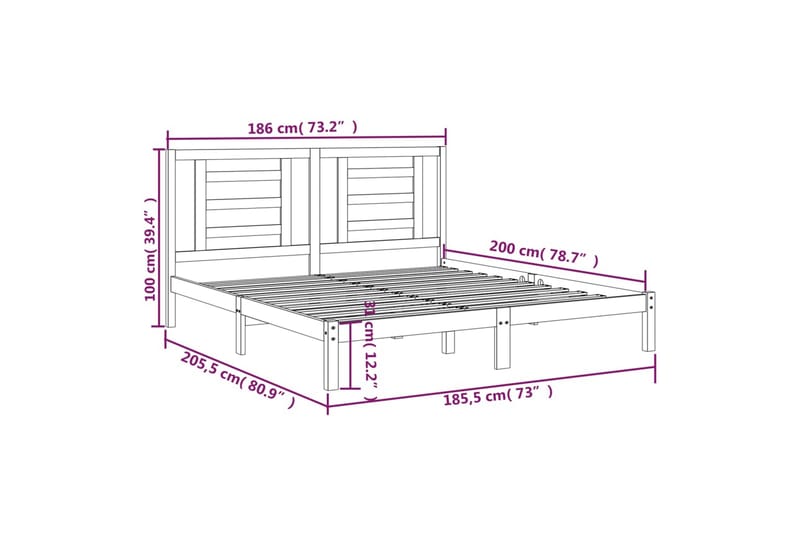 beBasic sengeramme 180x200 cm Super King massivt træ hvid - Hvid - Møbler - Senge - Sengeramme & sengestel