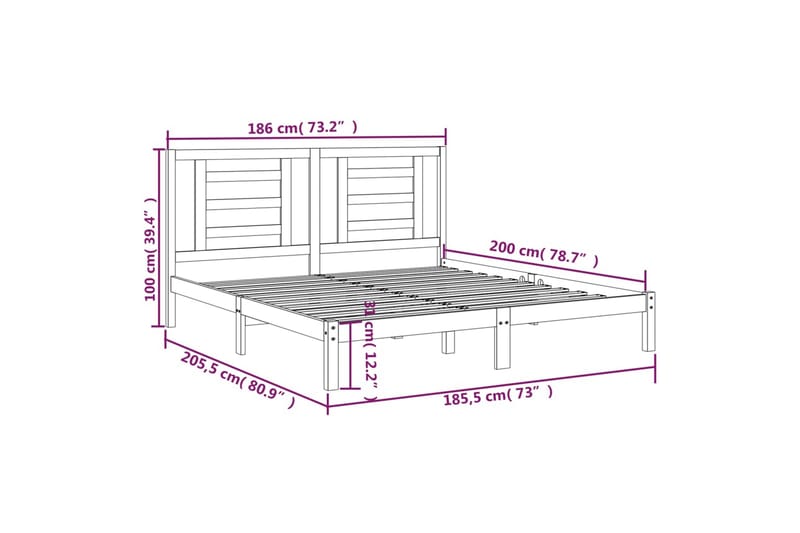 beBasic sengeramme 180x200 cm Super King massivt træ hvid - Hvid - Sengeramme & sengestel