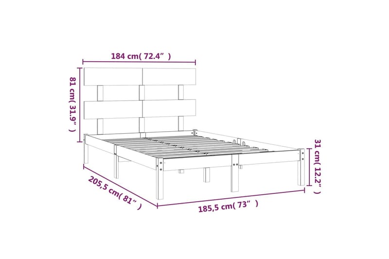 beBasic sengeramme 180x200 cm Super King massivt træ hvid - Hvid - Sengeramme & sengestel