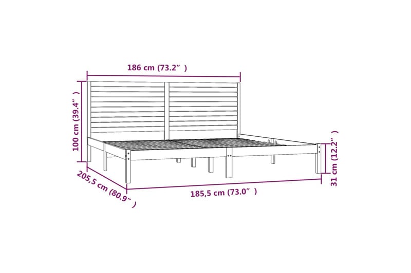 beBasic sengeramme 180x200 cm Super King massivt træ hvid - Hvid - Sengeramme & sengestel