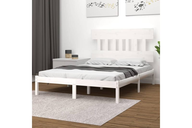 beBasic sengeramme 180x200 cm Super King massivt træ hvid - Hvid - Møbler - Senge - Sengeramme & sengestel