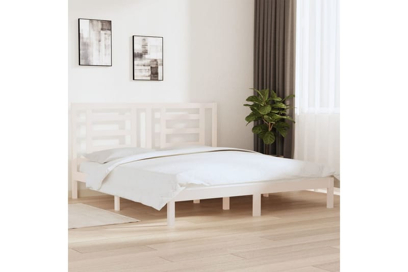 beBasic sengeramme 180x200 cm Super King massivt træ hvid - Hvid - Møbler - Senge - Sengeramme & sengestel