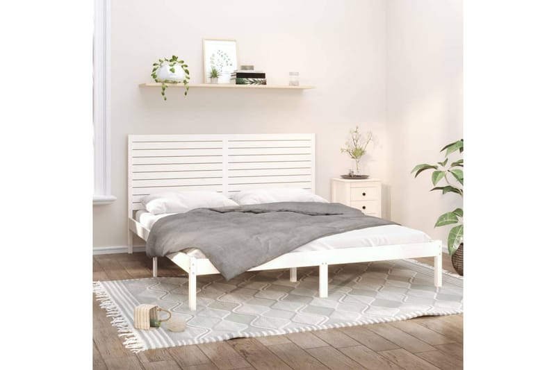 beBasic sengeramme 180x200 cm Super King massivt træ hvid - Hvid - Møbler - Senge - Sengeramme & sengestel