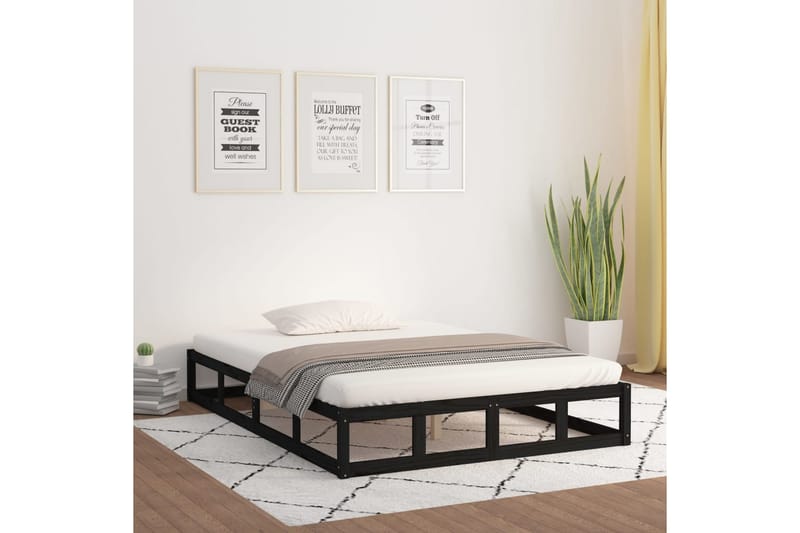 beBasic sengeramme 180x200 cm Super King massivt træ sort - Sort - Møbler - Senge - Sengeramme & sengestel
