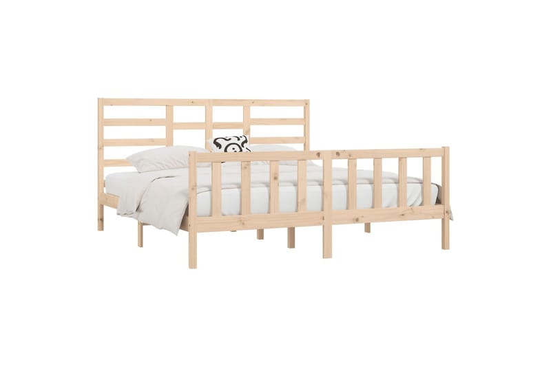 beBasic sengeramme 200x200 cm massivt fyrretræ - Brun - Møbler - Senge - Sengeramme & sengestel