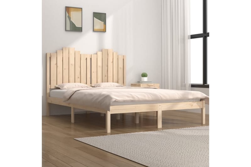 beBasic sengeramme 200x200 cm massivt fyrretræ - Brun - Møbler - Senge - Sengeramme & sengestel