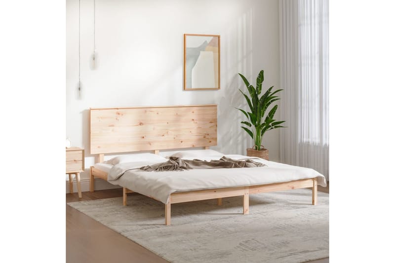 beBasic sengeramme 200x200 cm massivt fyrretræ - Brun - Møbler - Senge - Sengeramme & sengestel