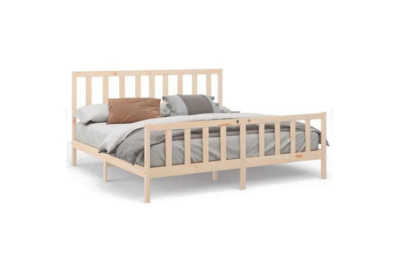 beBasic sengeramme 200x200 cm massivt fyrretræ - Brun - Møbler - Senge - Sengeramme & sengestel